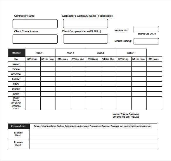 Creating Contractor Timesheet Invoice Template Psd File With Contractor Timesheet Invoice