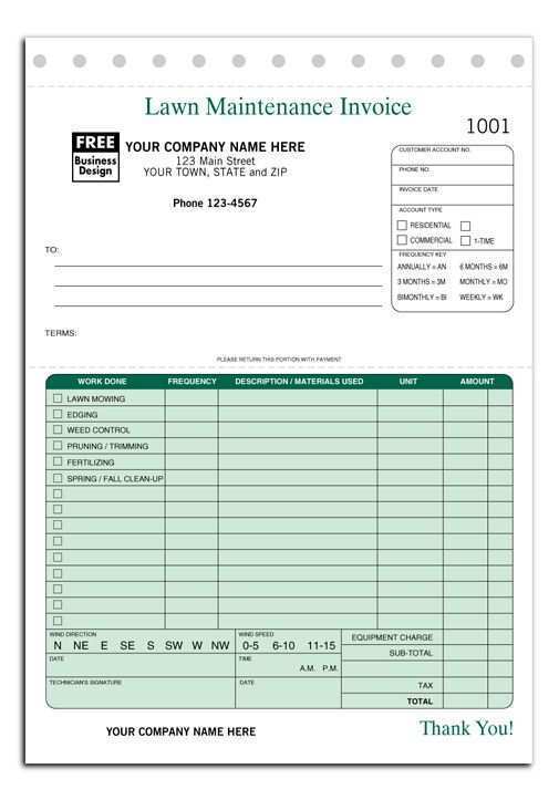 Free Printable Free Lawn Maintenance Invoice Template Formating With