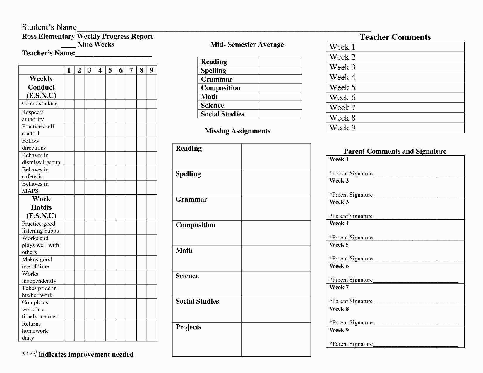 11 Customize 9 Week Report Card Template Download for 9 Week Report Card Template