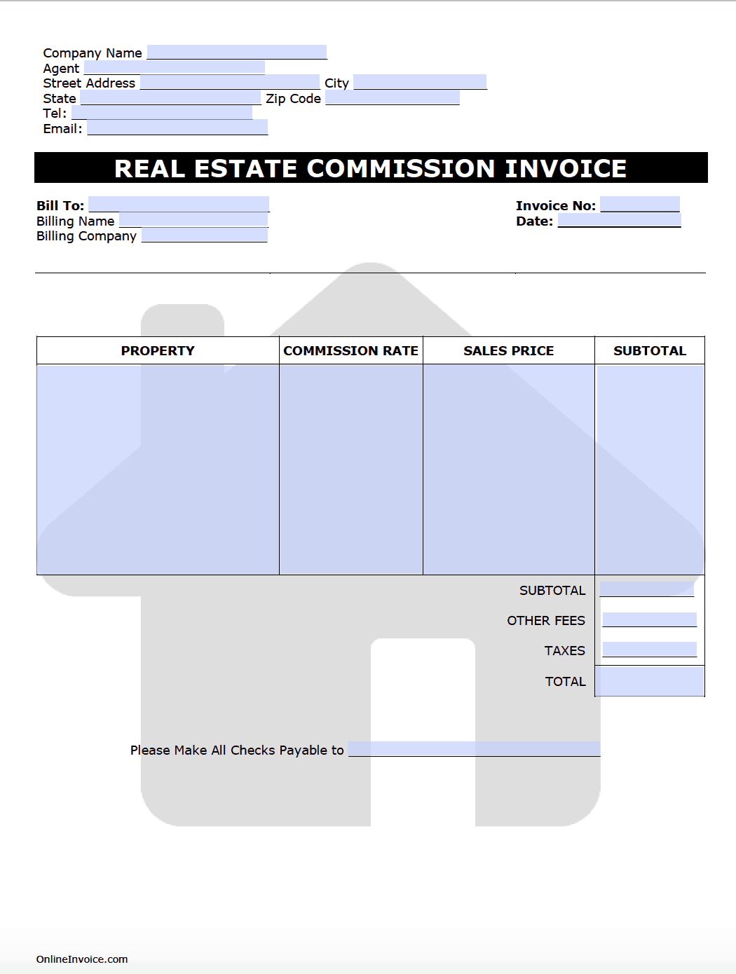 11 Format Invoice Format For Real Estate For Free By Invoice Format For Real Estate Cards Design Templates