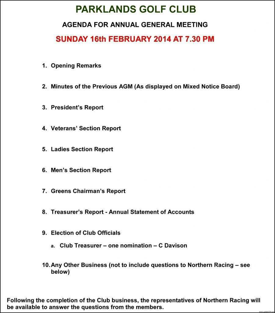 11 Printable Sports Club Agm Agenda Template Photo By Sports Club Agm 