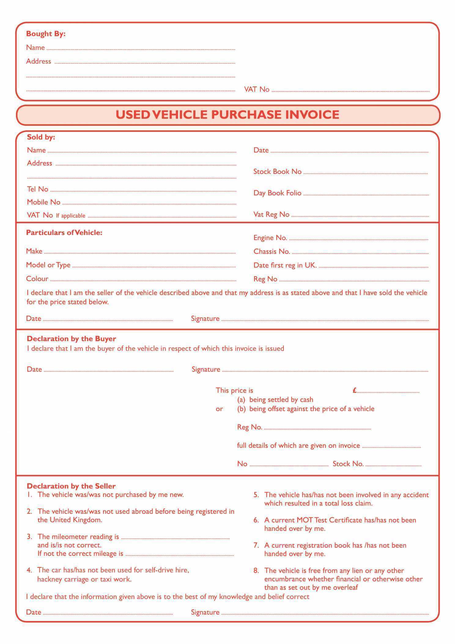 11 Standard Car Invoice Template With Stunning Design by Car Invoice Template