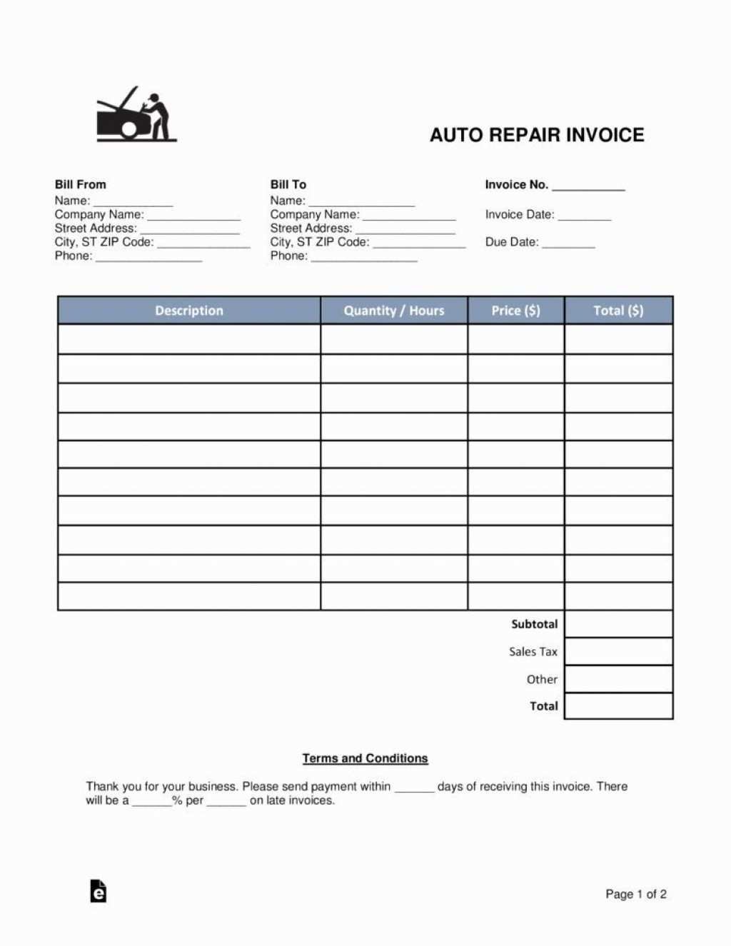Direction Of Payment Form For Body Shop