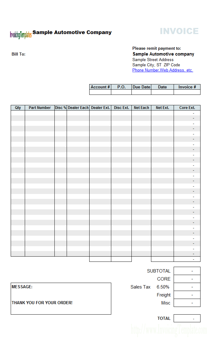 11 Visiting Sample Auto Repair Invoice Template Formating with Sample Auto Repair Invoice Template