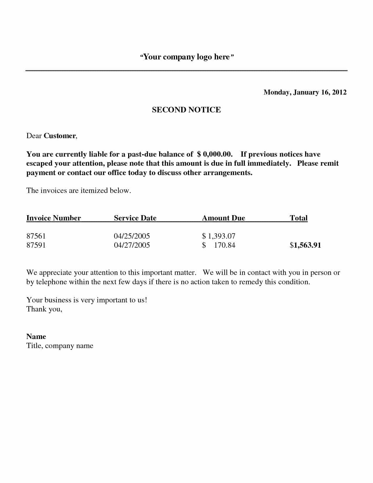 Past Due Invoice Email Sample Template