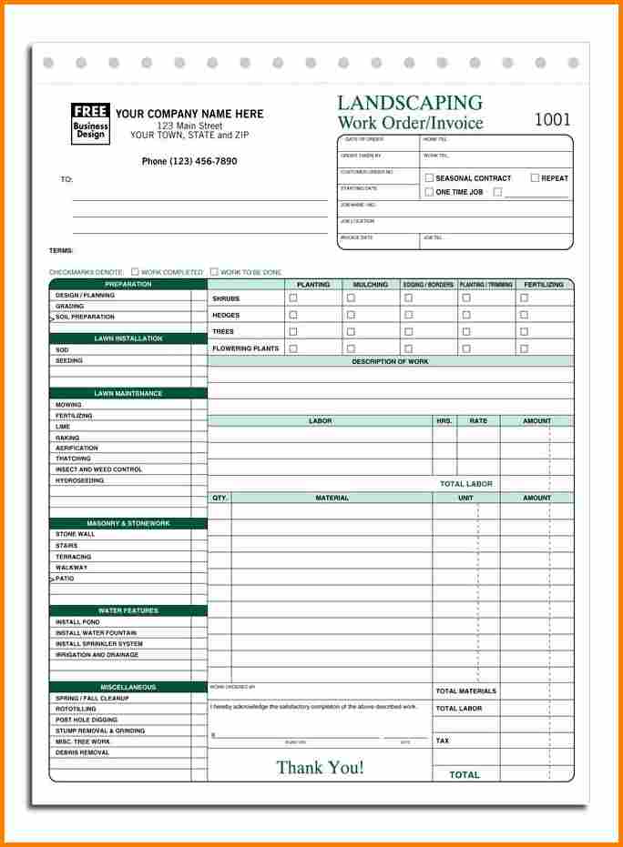 Free Printable Lawn Care Invoices