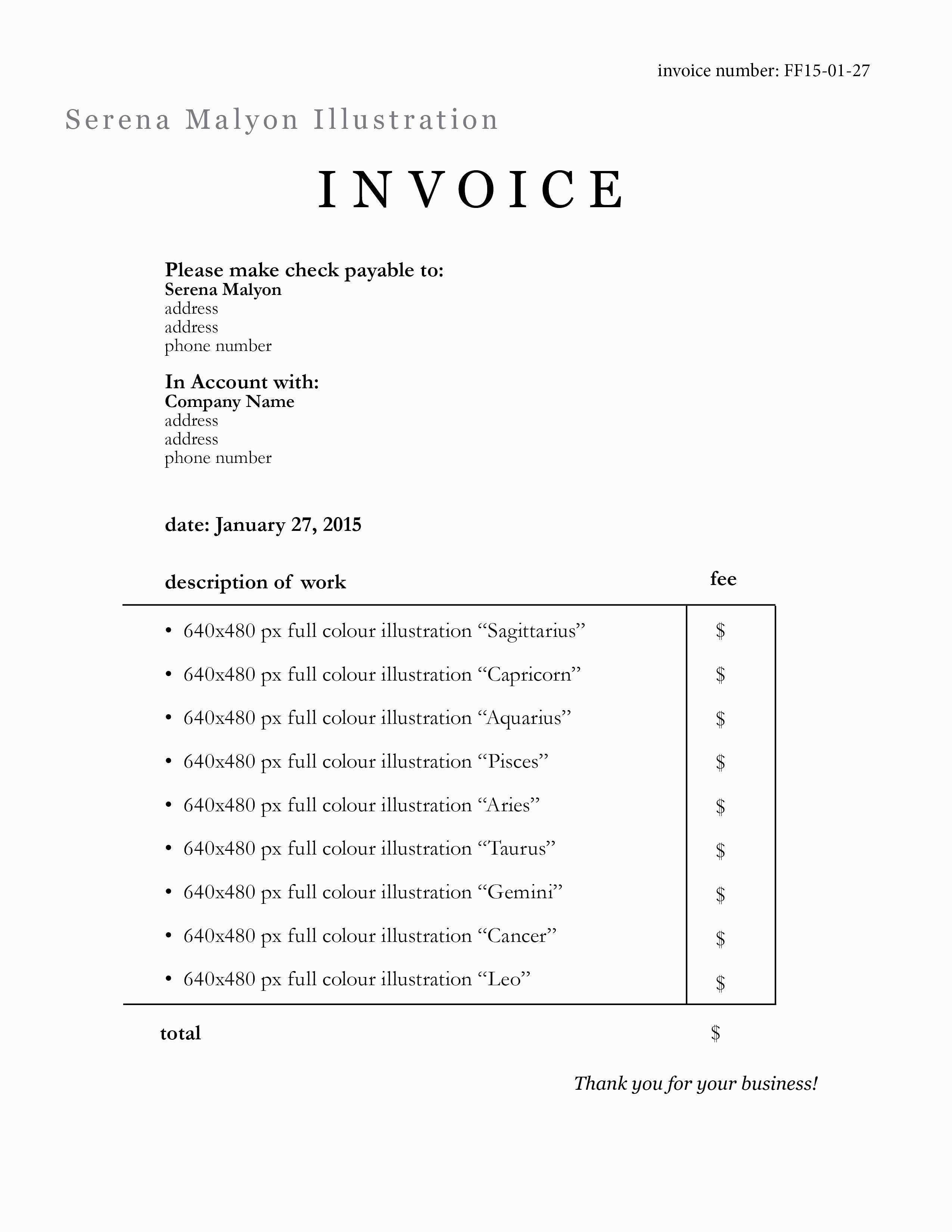 Freelance Video Invoice Template Cards Design Templates