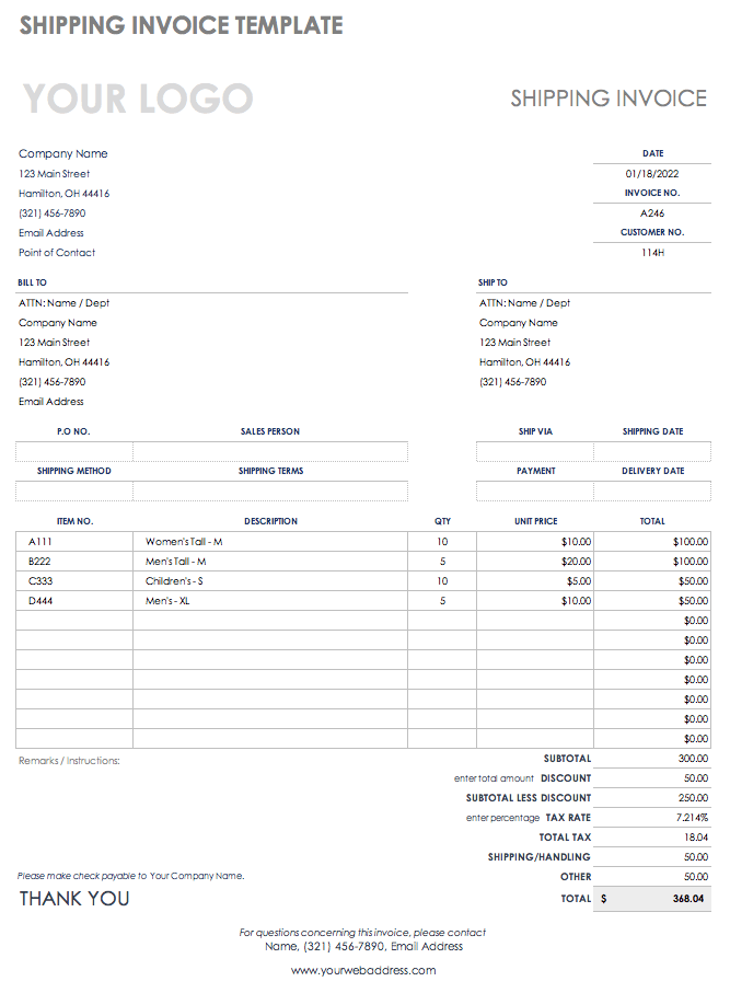 12 Online Invoice Shipping Template Download by Invoice Shipping Template