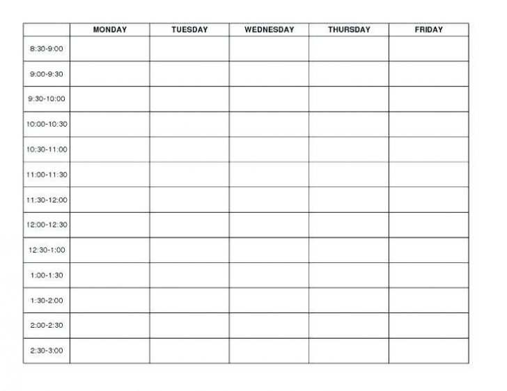 12 Standard Blank Class Schedule Template Photo for Blank Class Schedule Template