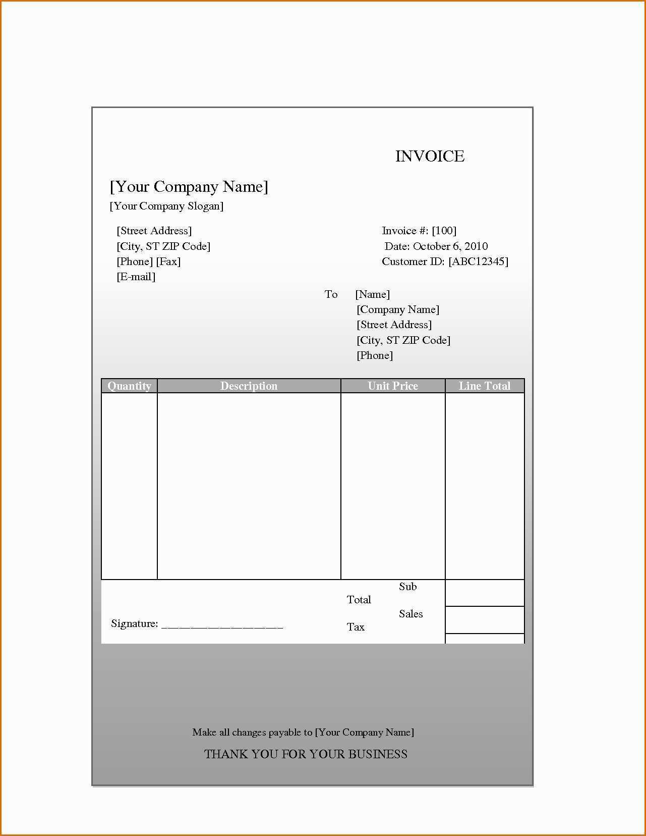 13 Blank Blank Invoice Template Pdf Maker with Blank Invoice Template Pdf