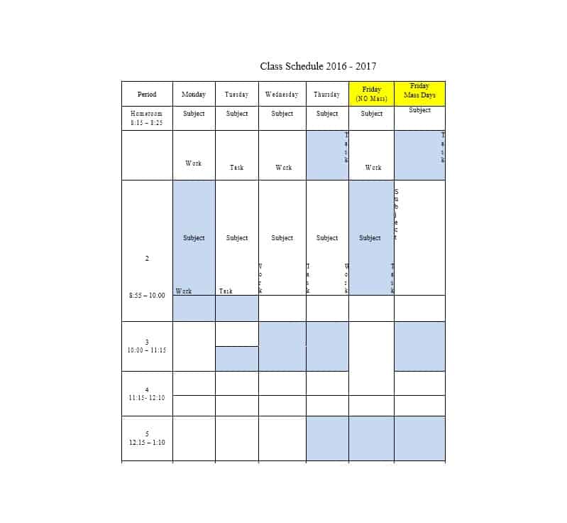 13 Customize 8 Period Class Schedule Template Download For 8 Period