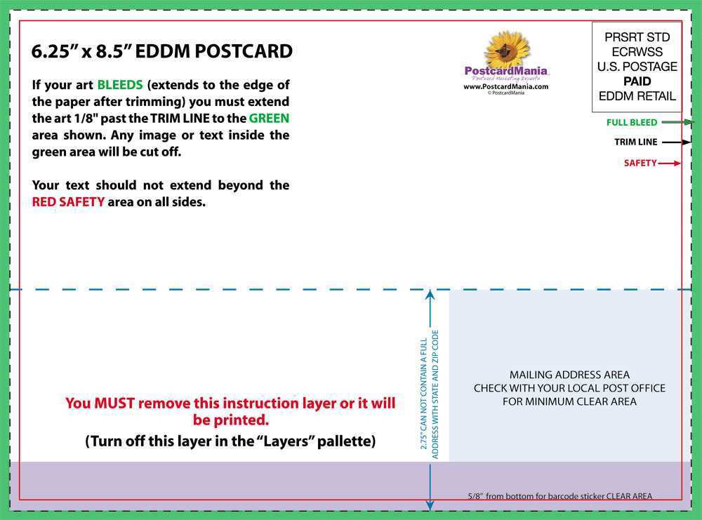 6x9 Postcard Template Usps