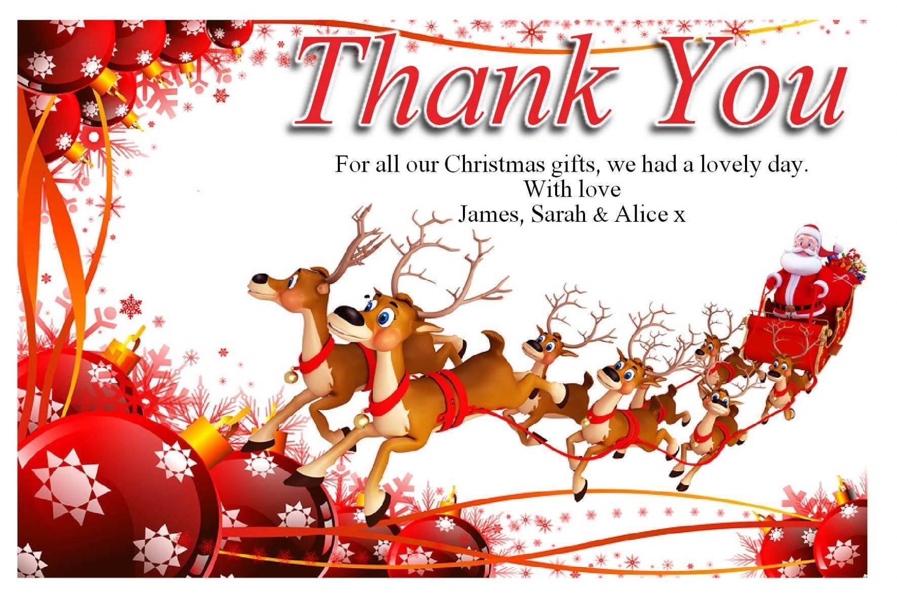 13 Format Christmas Thank You Card Templates Free With Stunning Design with Christmas Thank You 