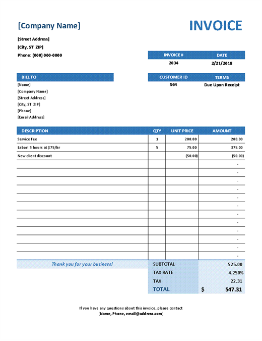 13 Online Tax Invoice Template Excel Layouts with Tax Invoice Template Excel