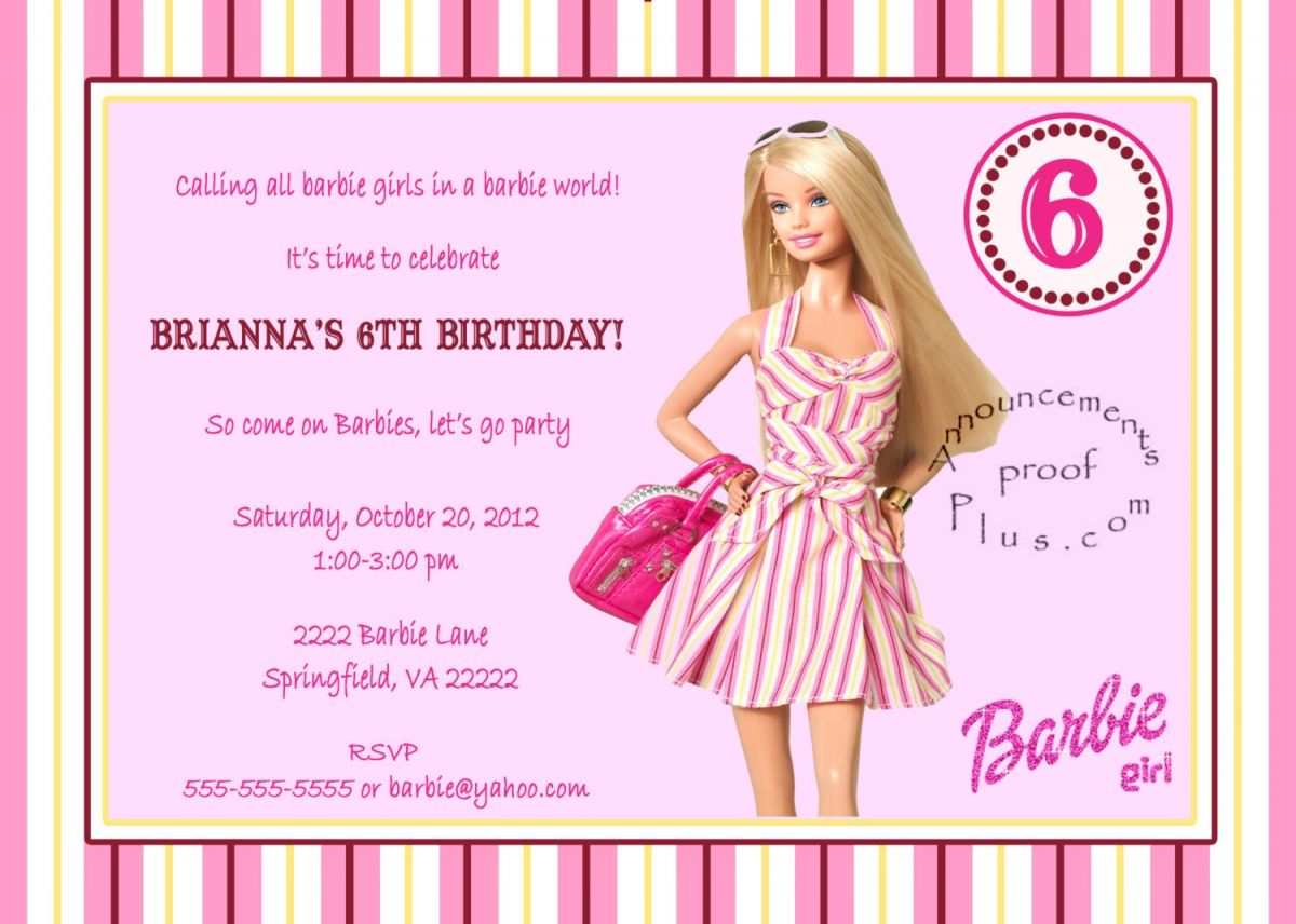 13 Printable Birthday Card Template Barbie Layouts for Birthday Card Template Barbie