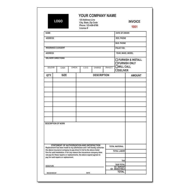 13 Report Auto Glass Repair Invoice Template PSD File for Auto Glass Repair Invoice Template