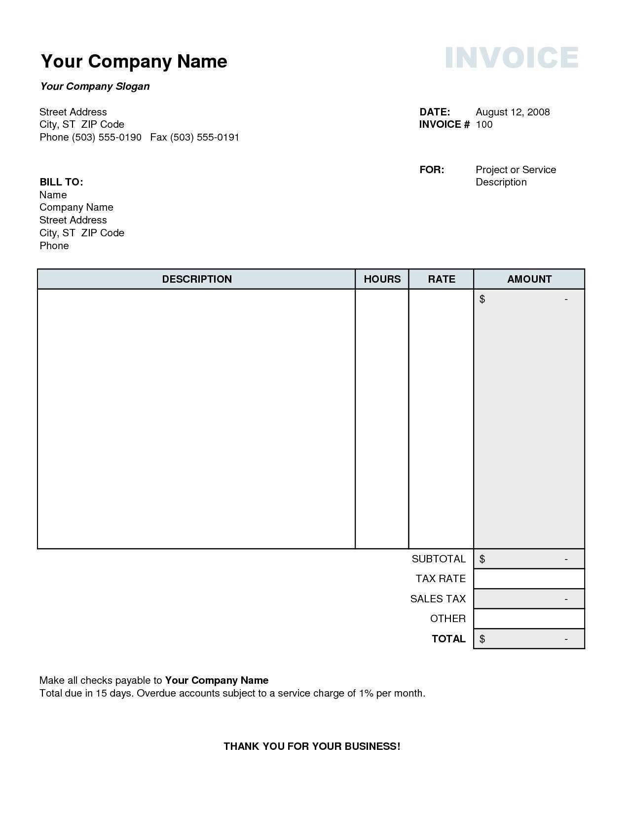 Invoice Template Free Download South Africa