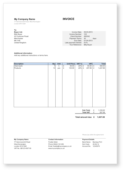 13 The Best Invoice Template Excel Uk Photo with Invoice Template Excel Uk