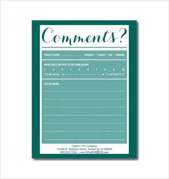 14 Blank Comment Card Template Restaurant Free Photo for Comment Card Template Restaurant Free