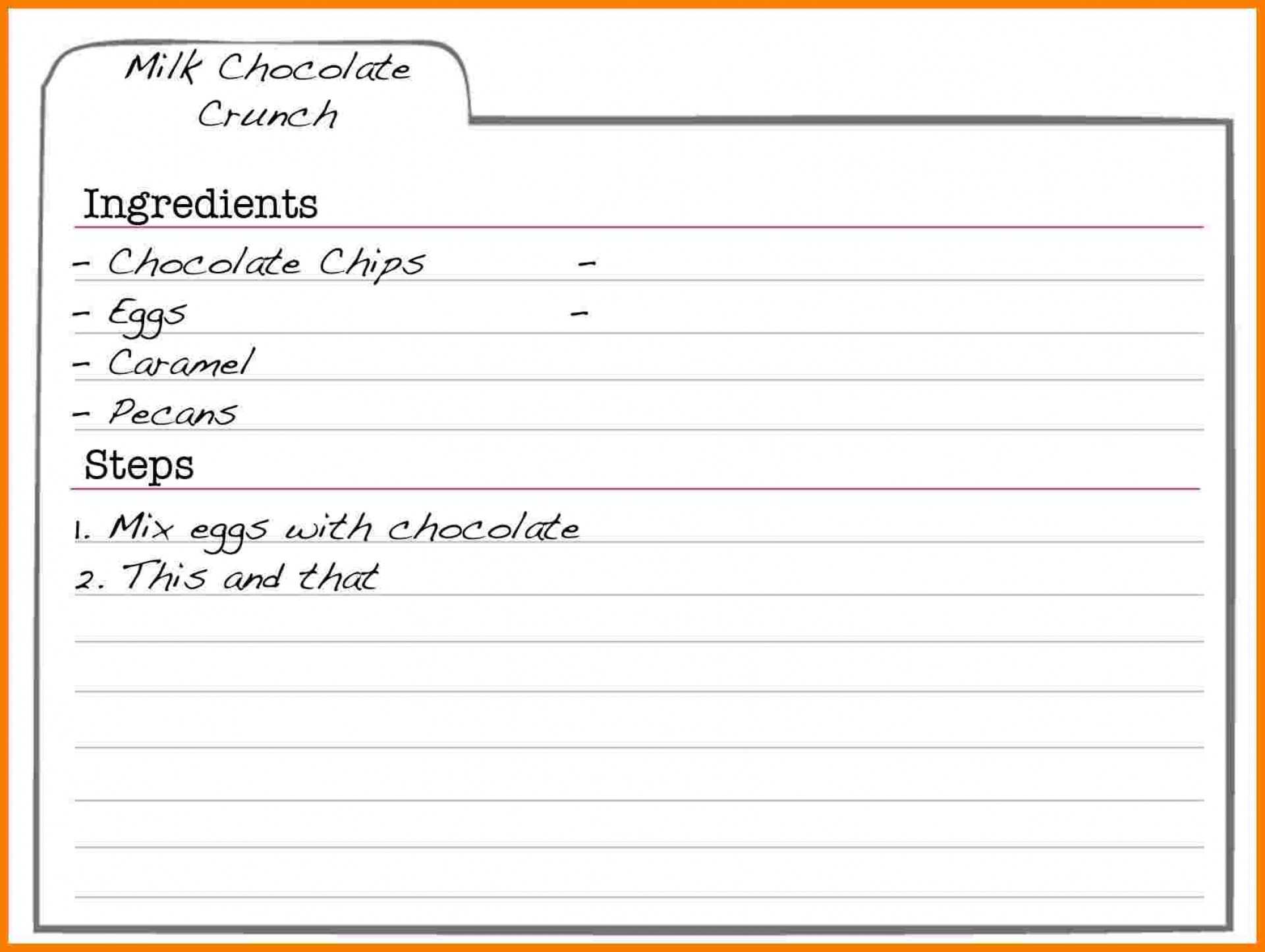 Downloadable Recipe Card Template For Word