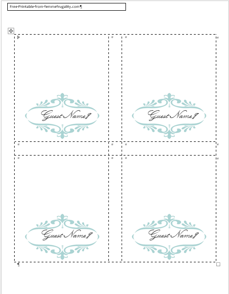 14 Free Printable Word Place Card Template Free For Free For Word Place Card Template Free Cards Design Templates