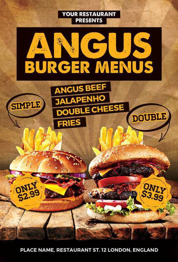 14 Online Burger Flyer Template PSD File for Burger Flyer Template