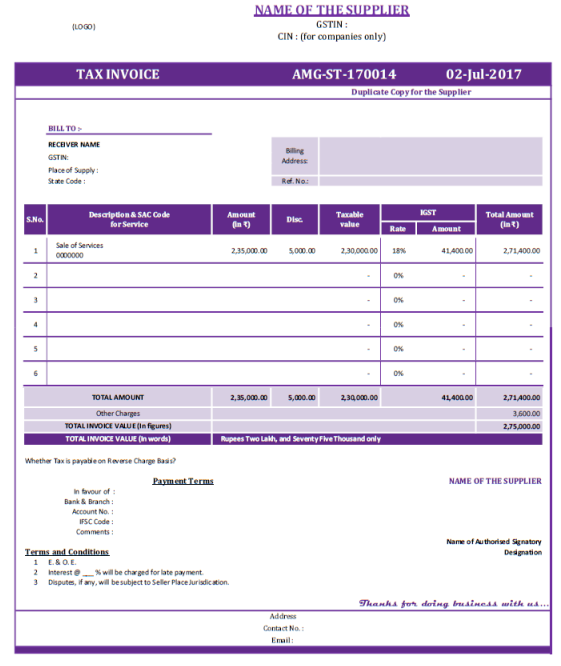 14 Online Gst Tax Invoice Format 2019 Templates with Gst Tax Invoice Format 2019