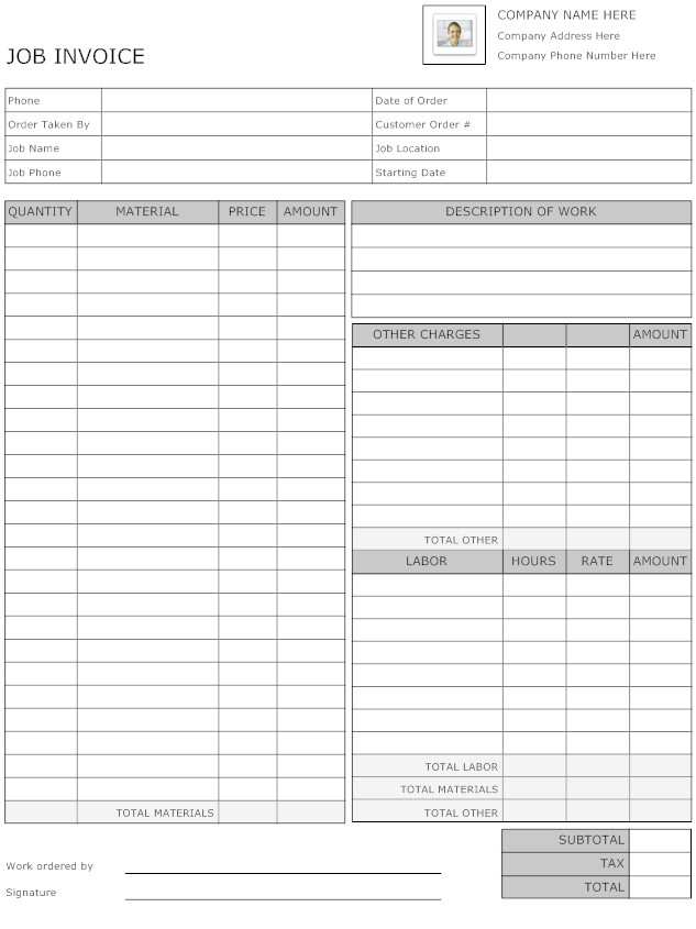 14 Online Template For Job Invoice for Ms Word by Template For Job Invoice