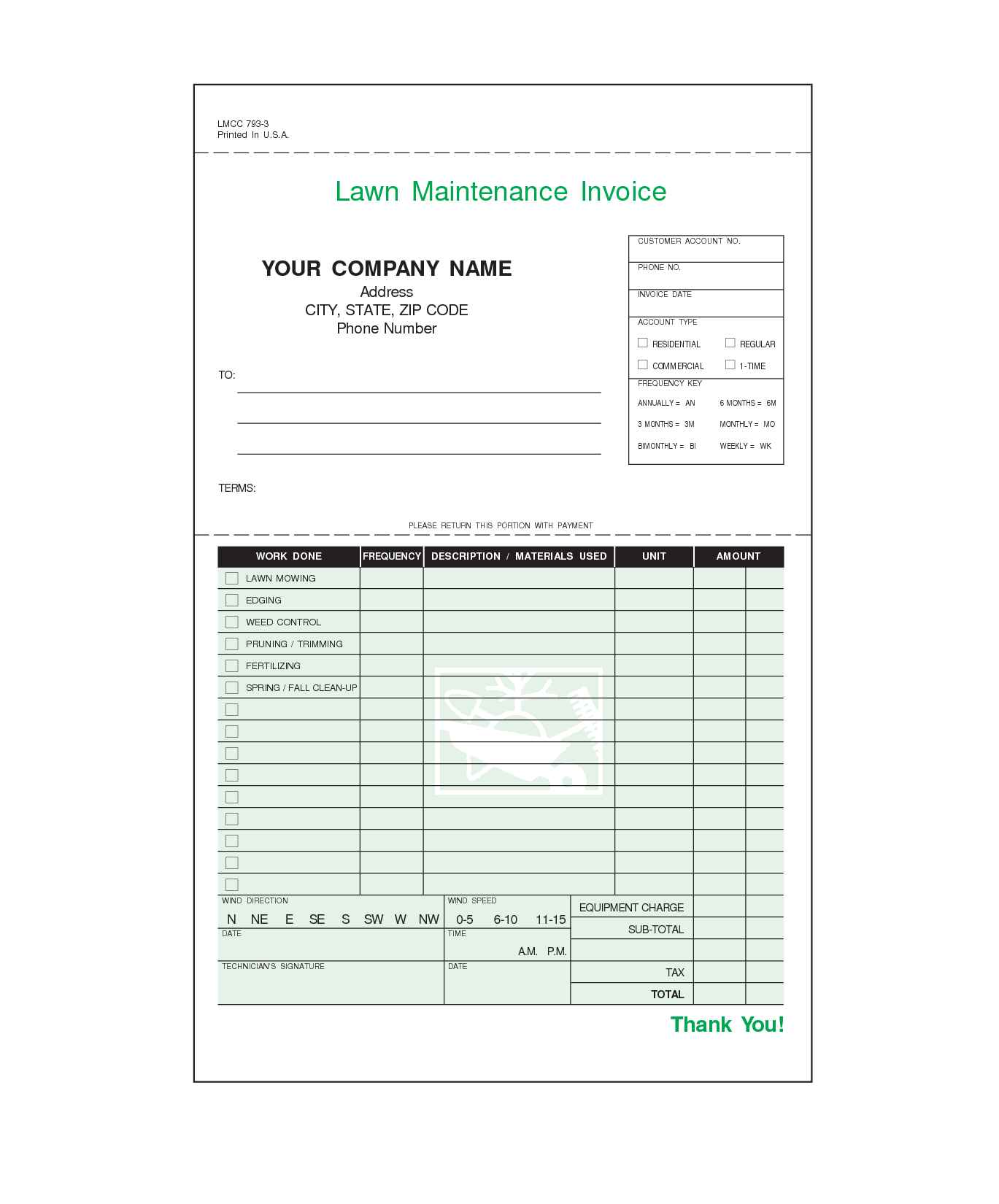 Sample Landscape Invoice Templates  Cards Design Templates