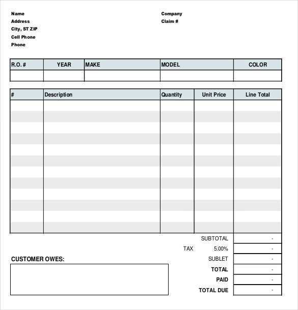 14 Report Garage Repair Invoice Template by Garage Repair Invoice Template