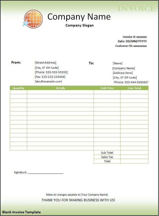 14 Standard Blank Invoice Template For Ipad for Ms Word by Blank Invoice Template For Ipad