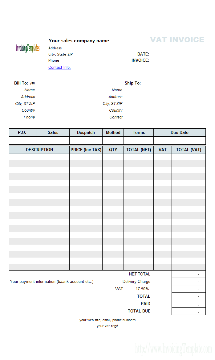 14 Standard Invoice Template Excel 2007 for Ms Word with Invoice Template Excel 2007