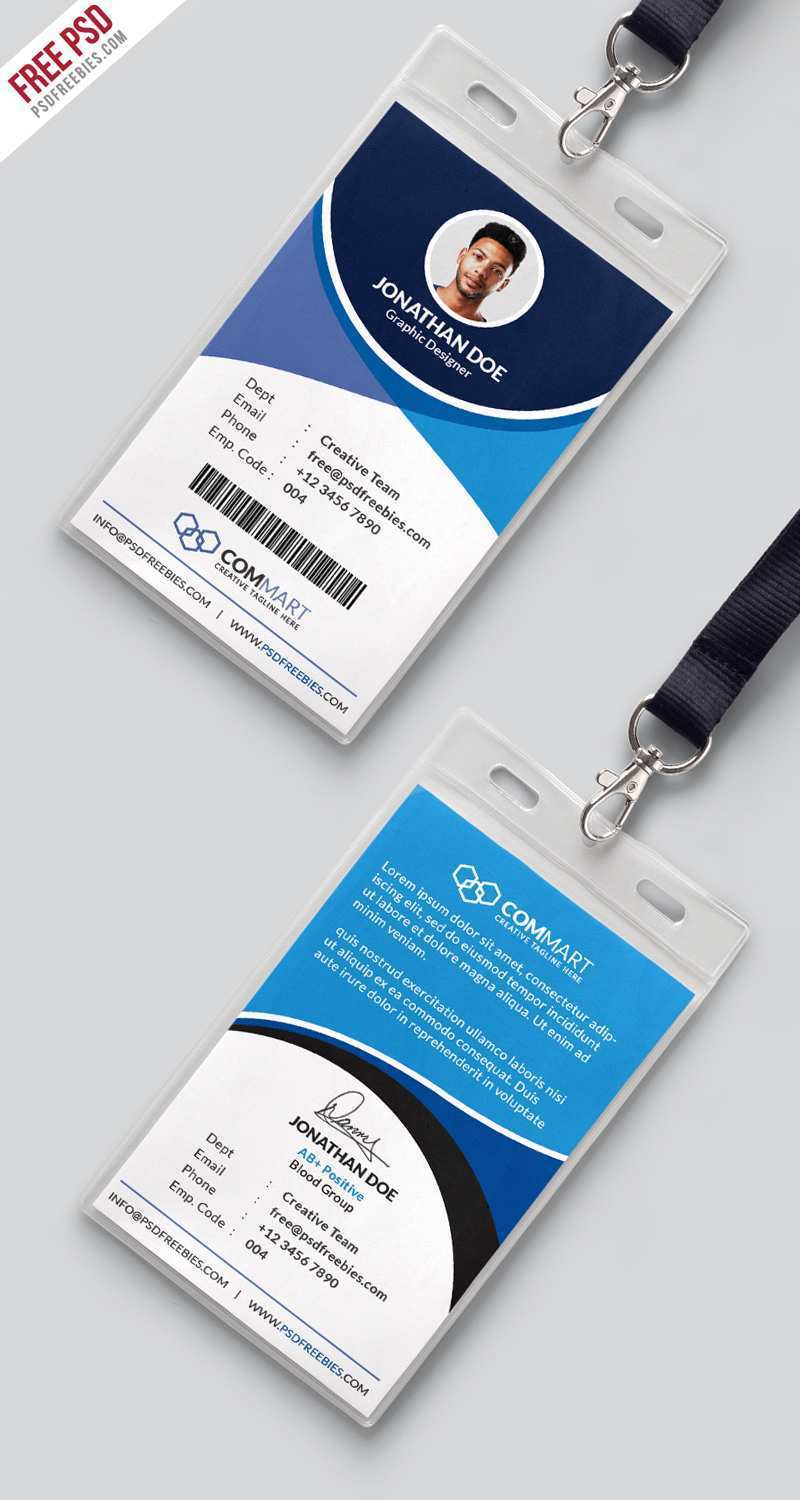 employee id card vertical template free download