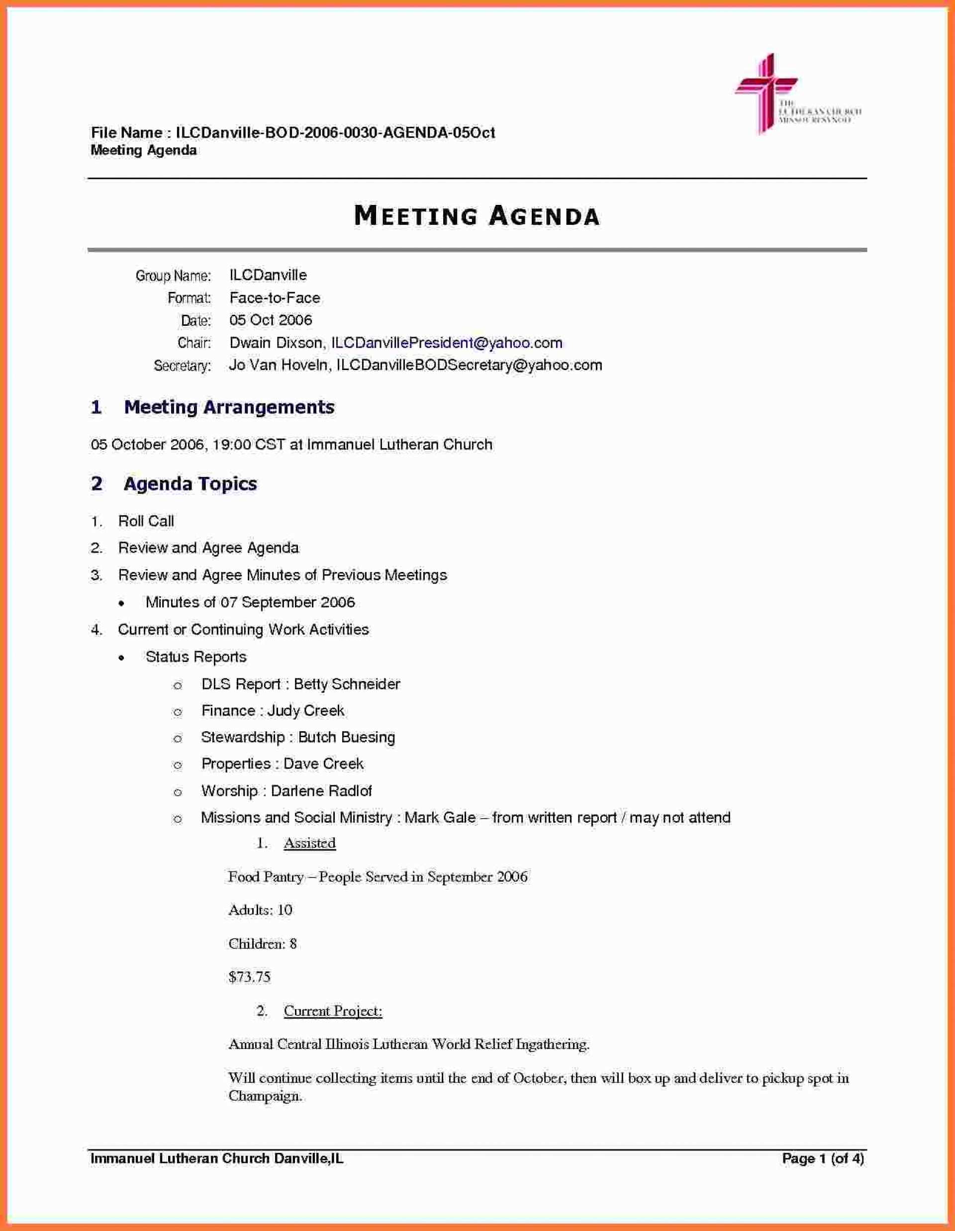 Agenda Format Examples