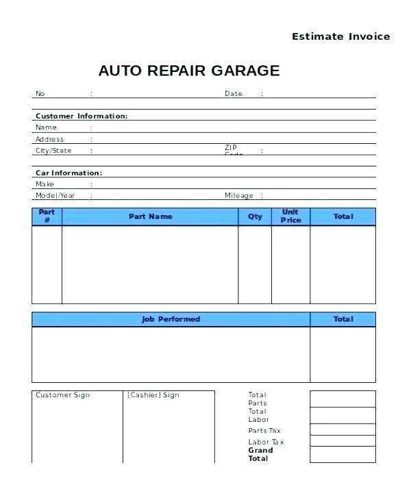 15 Creative Free Garage Repair Invoice Template Now by Free Garage Repair Invoice Template