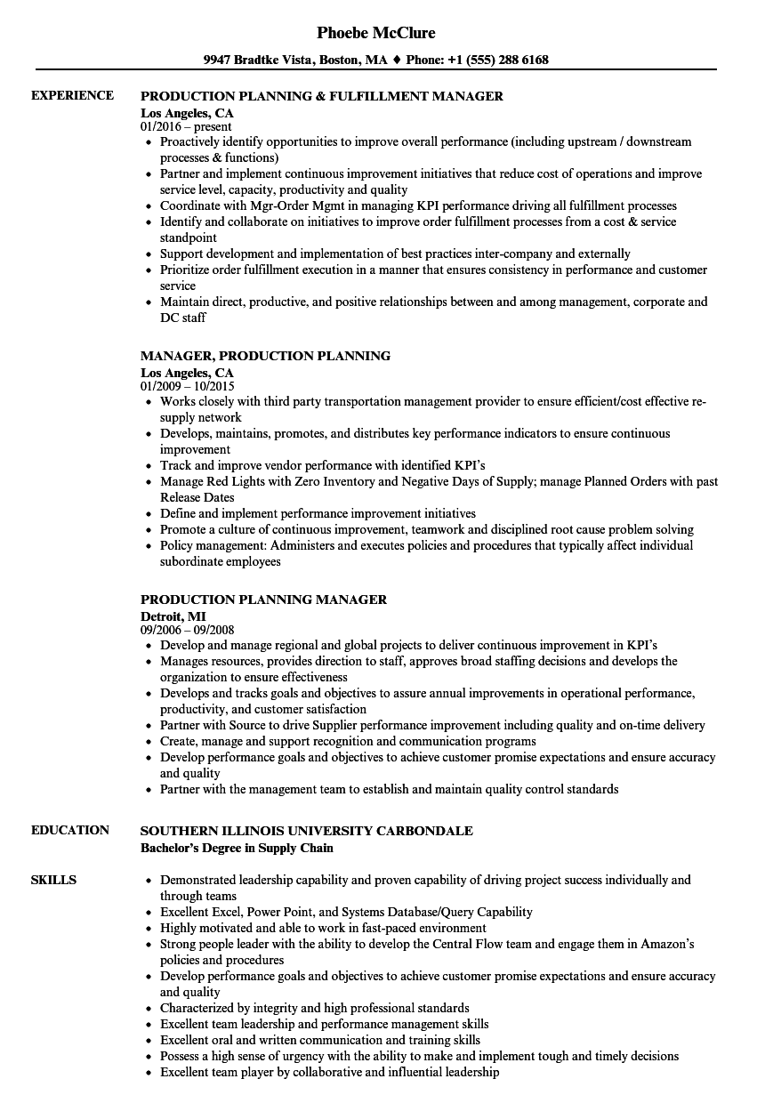 15 Creative Production Planner Resume Template by Production Planner Resume Template