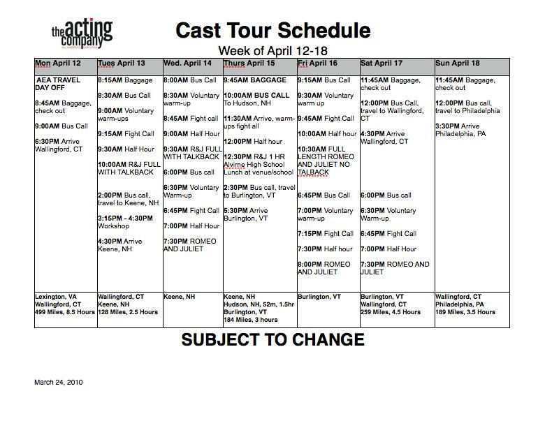 Production Schedule Theatre Template Cards Design Templates