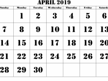 15 Daily Calendar Template April 2019 With Stunning Design with Daily Calendar Template April 2019
