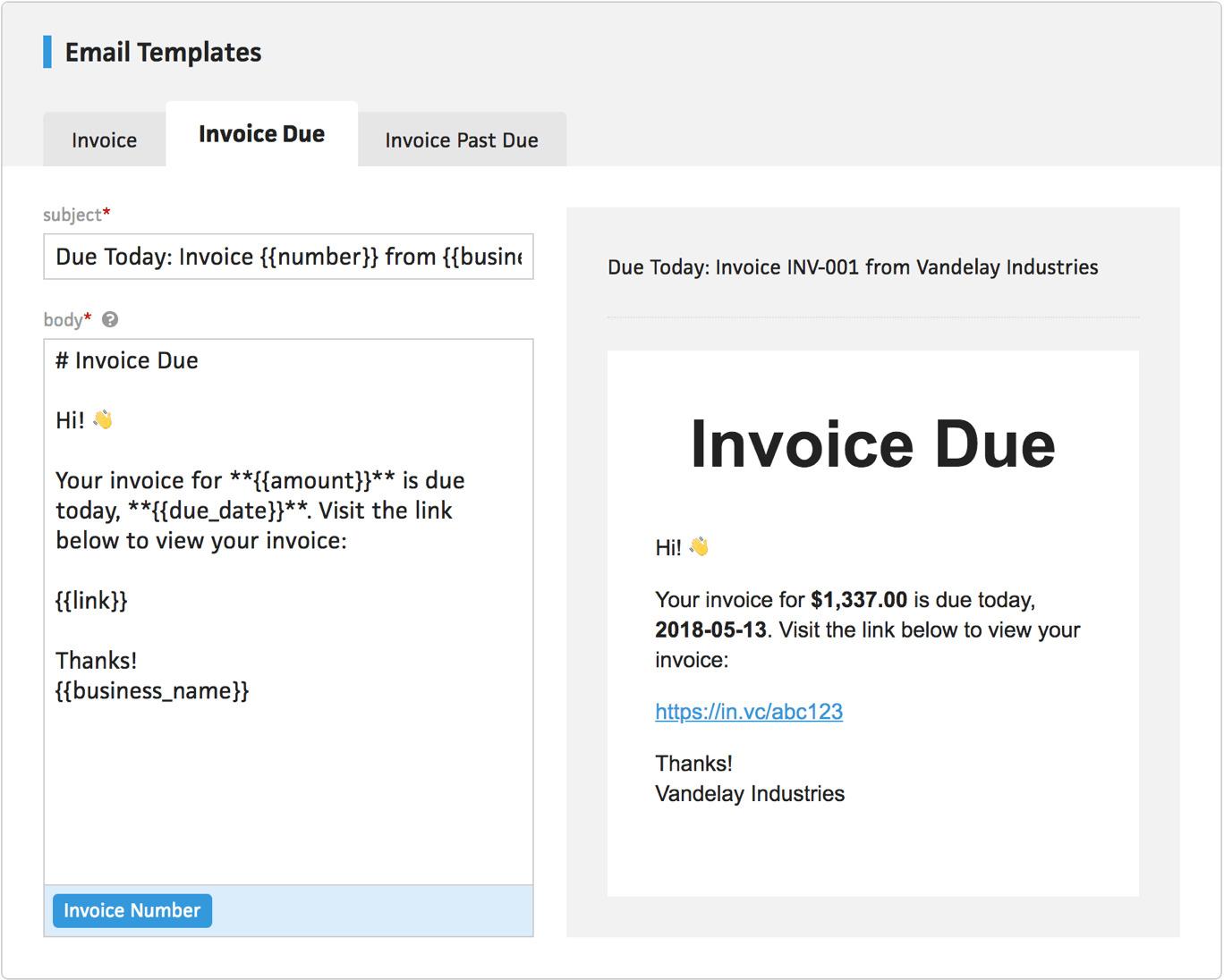 Past Due Invoice Email Example Template