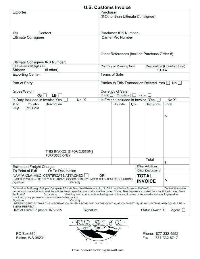 15 Visiting Us Customs Invoice Template Download for Us Customs Invoice Template