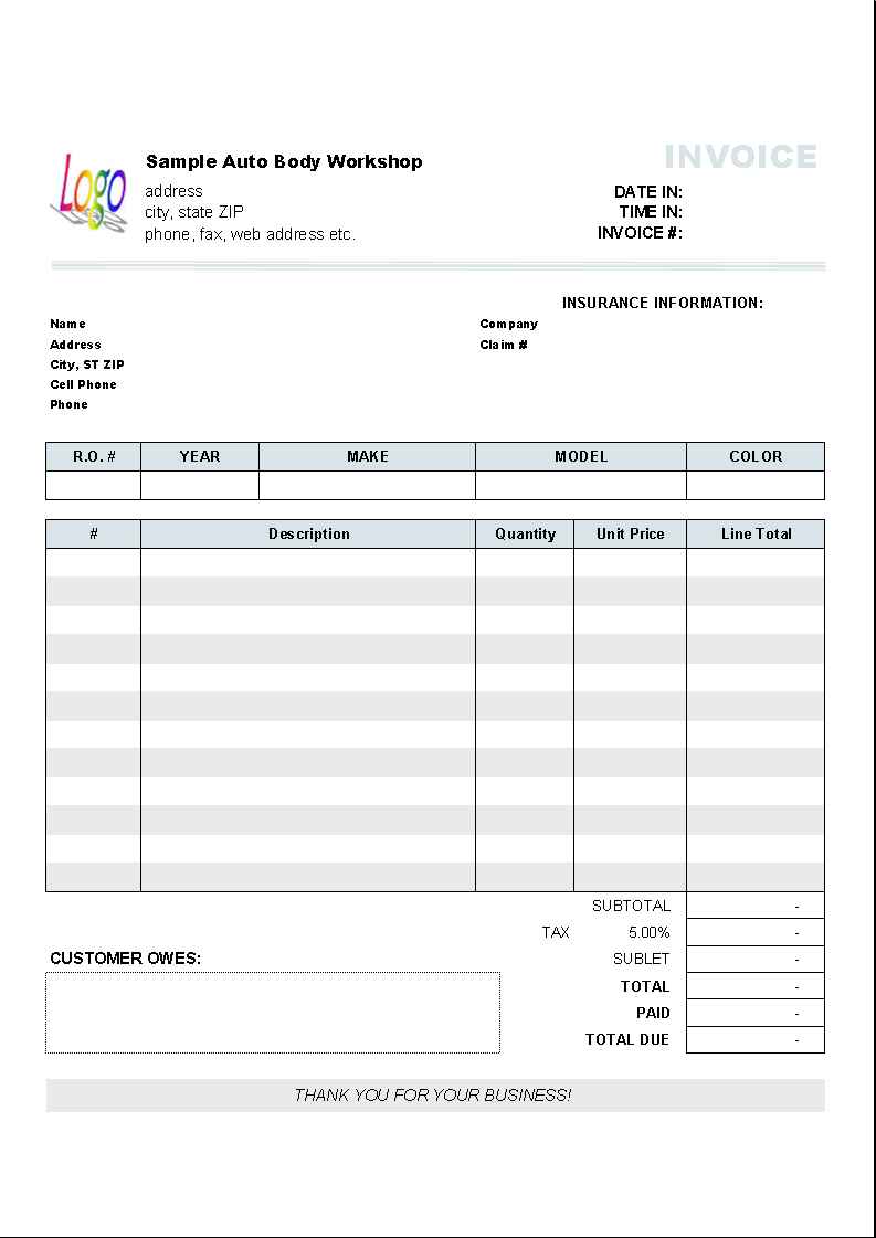 garage door invoice template cards design templates