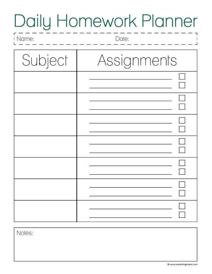free homework agenda printable
