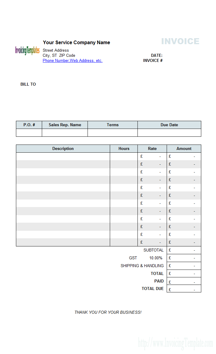 16 Printable Hourly Service Invoice Template in Photoshop for Hourly Service Invoice Template