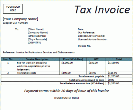 16 Visiting Tax Invoice Template Ird With Stunning Design by Tax Invoice Template Ird
