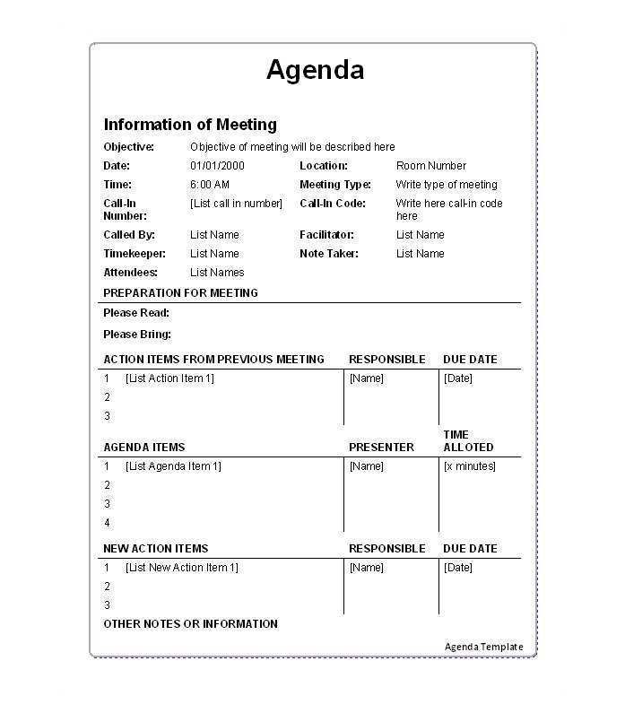 1 1 Meeting Agenda Template Cards Design Templates