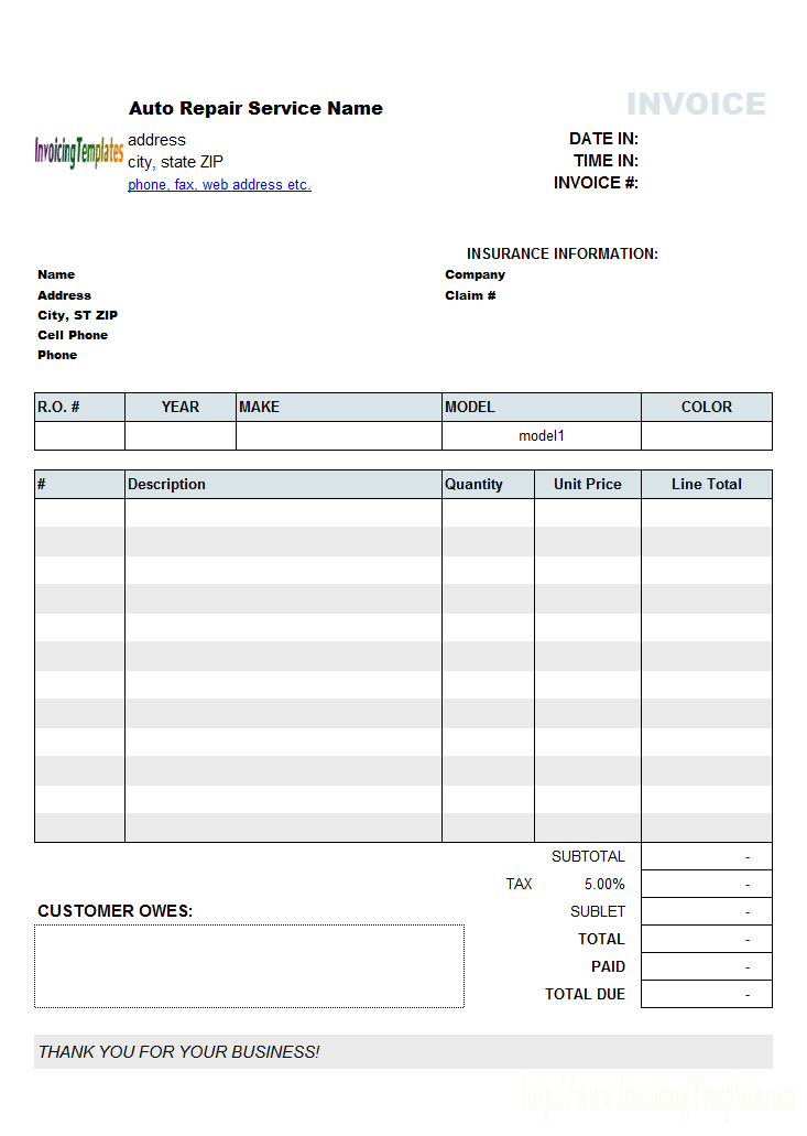 17 printable garage invoice template pdf in photoshop by