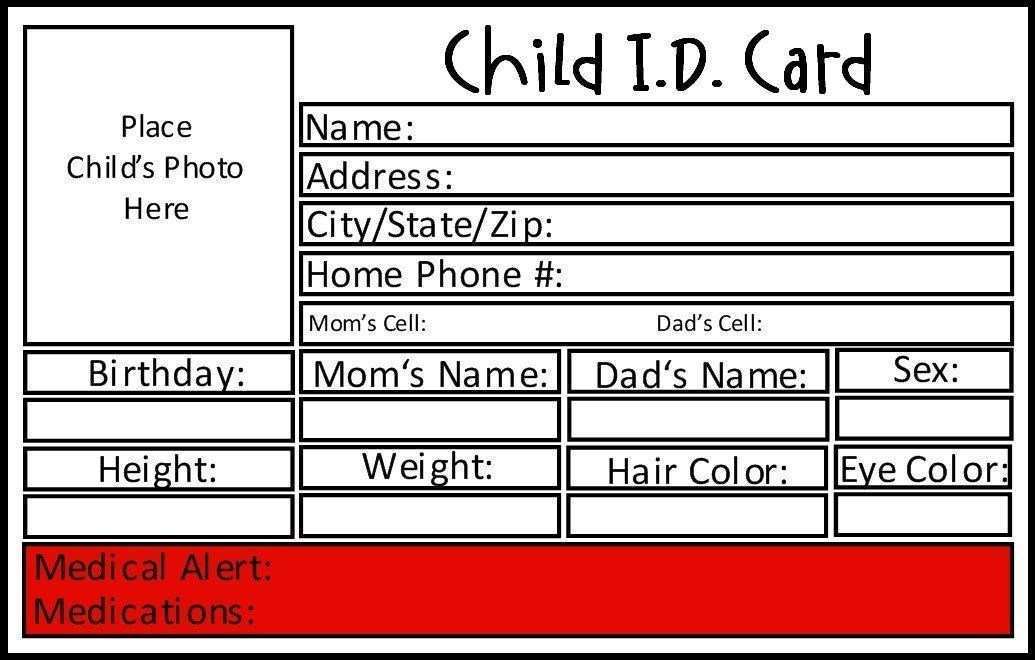 18 Blank Child Id Card Template Word For Free for Child Id Card Template Word