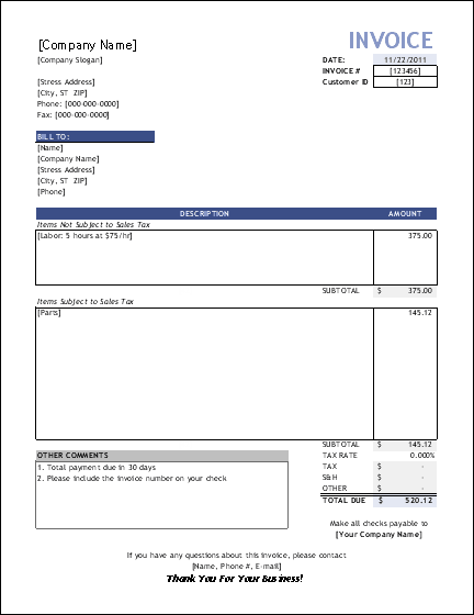 18 Blank Service Company Invoice Template for Ms Word for Service Company Invoice Template
