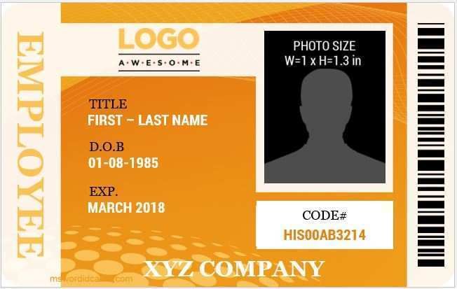 18 Printable Orange Id Card Template for Ms Word for Orange Id Card Template