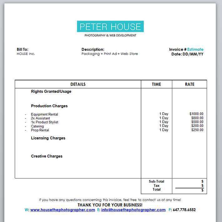 Videography Invoice Templates